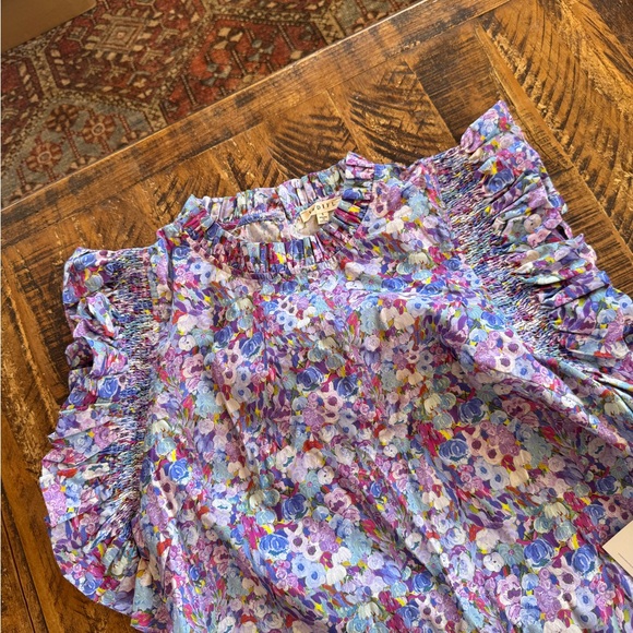 JODIFL Vibrant Floral Dress with Ruffle Shoulders - Picture 3 of 3